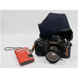 CANON T50 35MM SLR CAMERA WITH 50MM LENS AND A