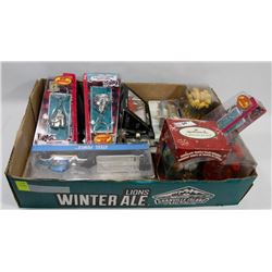 FLAT OF NEW IN BOX ASSORTED ITEMS.