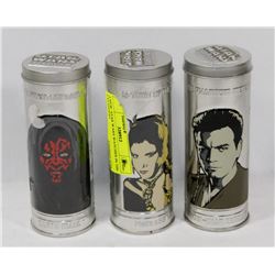 3 NEW  STAR WARS WATCHES IN TIN CYLINDERS