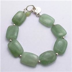 100) STERLING SILVER CHRYSOPRASE BRACELET