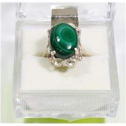 5) STERLING SILVER MALACHITE RING SIZE 8