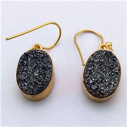 14) STERLING SILVER BLACK STONE EARRINGS
