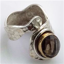 15) STERLING SILVER SMOKEY QUARTZ RING SIZE 6.5