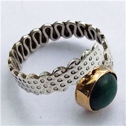 16) STERLING SILVER MALACHITE RING SIZE 10.25