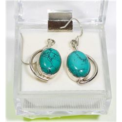 23) STERLING SILVER TURQUOISE DANGLING EARRINGS