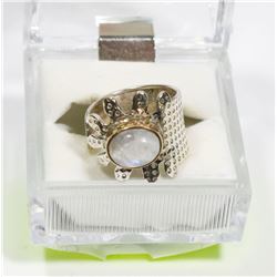 24) STERLING SILVER RAINBOW MOON STONE RING SZ 7.5