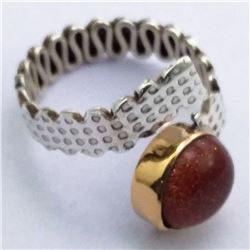 26) STERLING SILVER GOLD SANDSTONE RING SIZE 10.25