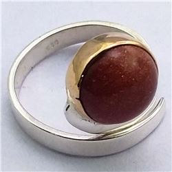 30) STERLING SILVER GOLD SANDSTONE RING SIZE 8