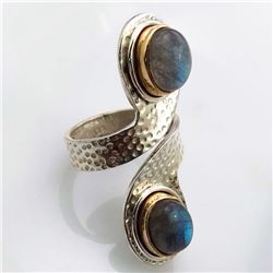 32) STERLING SILVER LABRADORITE RING SIZE 7
