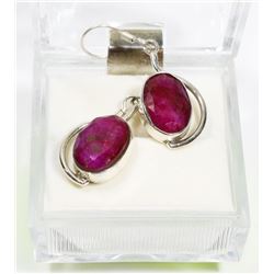 37) STERLING SILVER RUBY DANGLING EARRINGS