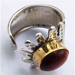 40) STERLING SILVER GOLD SANDSTONE RING SIZE 7.25