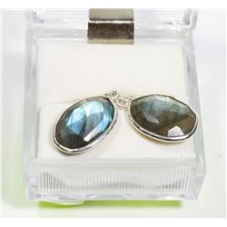 43) STERLING SILVER LABRADORITE DANGLING EARRINGS