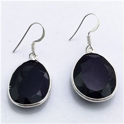 47) STERLING SILVER BLACK ONYX DANGLING EARRINGS