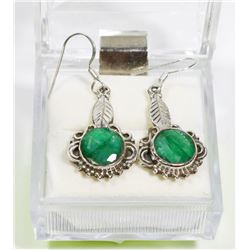 49) STERLING SILVER DYED EMERALD EARRINGS