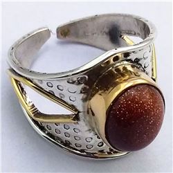 54) STERLING SILVER GOLD SANDSTONE RING SIZE 8