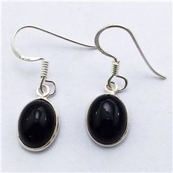 55) STERLING SILVER BLACK ONYX DANGLING EARRINGS