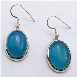67) STERLING SILVER BLUE CHALCEDONY EARRINGS