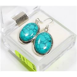 69) STERLING SILVER TURQUOISE DANGLING EARRINGS