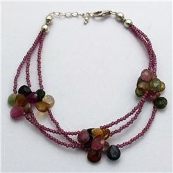 73) STERLING SILVER TOURMALINE BRACELET