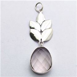 83) STERLING SILVER ROSE QUARTZ PENDANT