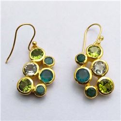 84) STERLING SILVER MULTI STONE DANGLING EARRINGS