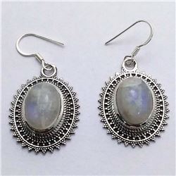 85) STERLING SILVER RAINBOW MOON STONE EARRINGS