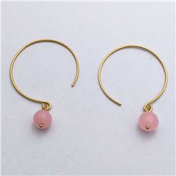 88) STERLING SILVER ROSE QUARTZ HOOP EARRINGS