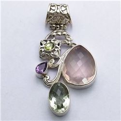 94) STERLING SILVER MULTI STONE PENDANT