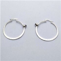 98) STERLING SILVER GARNET HOOP EARRINGS