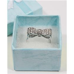 WOMENS SILVER TONE BOW RING
