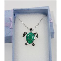 TURTLE OPAL SILVER TONE NECKLACE