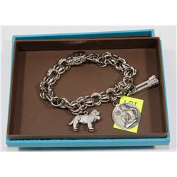 STERLING SILVER CHARM BRACELET WITH CHARMS