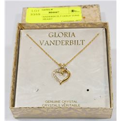 GLORIA VANDERBUILT GOLD TONE CRYSTAL HEART