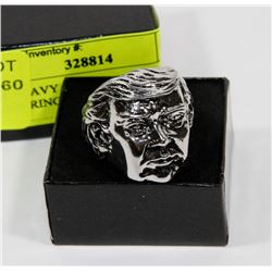 NEW HEAVY SILVER TONE DONALD TRUMP RING
