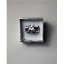 15)  WHITE TOPAZ 2 PCE WEDDING SET