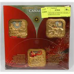 RCM WINTER SCENES OF CANADA, 3 ORNAMENTS PLATED