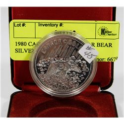 1980 CASED CANADA POLAR BEAR SILVER DOLLAR