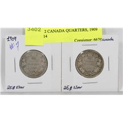 LOT OF 2 CANADA QUARTERS, 1909 AND 1914