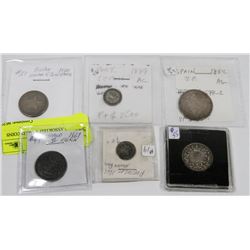 LOT OF 6 ASSORTED WORLD COINS