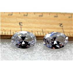 10)  LOT OF 2 MATCHED OVAL WHITE ZIRCON