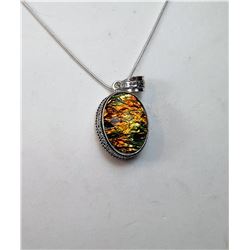 9)  GREEN & GOLD FIRE AMMOLITE OVAL