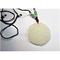 3)  WHITE JADE DRAGON PHOENIX PENDANT