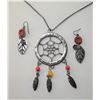 Image 1 : 14)  SILVER TONE DREAM CATCHER PENDANT