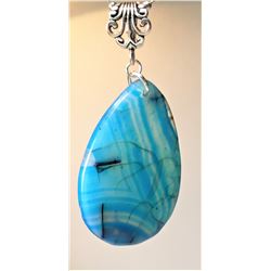 16)  BLUE & BLACK DRAGON'S VEIN OVAL