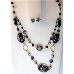 8)  DOUBLE STRAND MURANO GLASS, BLACK