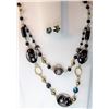 Image 1 : 8)  DOUBLE STRAND MURANO GLASS, BLACK
