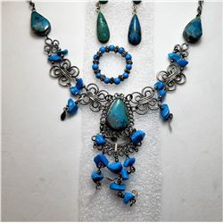 13)  NATURAL TURQUOISE WITH SILVER WIRE