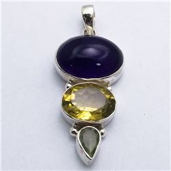 90) STERLING SILVER MULTI STONE PENDANT