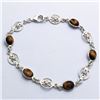 Image 1 : 40) STERLING SILVER TIGER EYE BRACELET