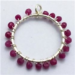 34) STERLING SILVER DYED RUBY PENDANT